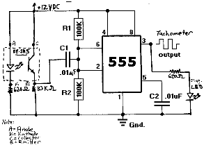 Analog tachometer schematic