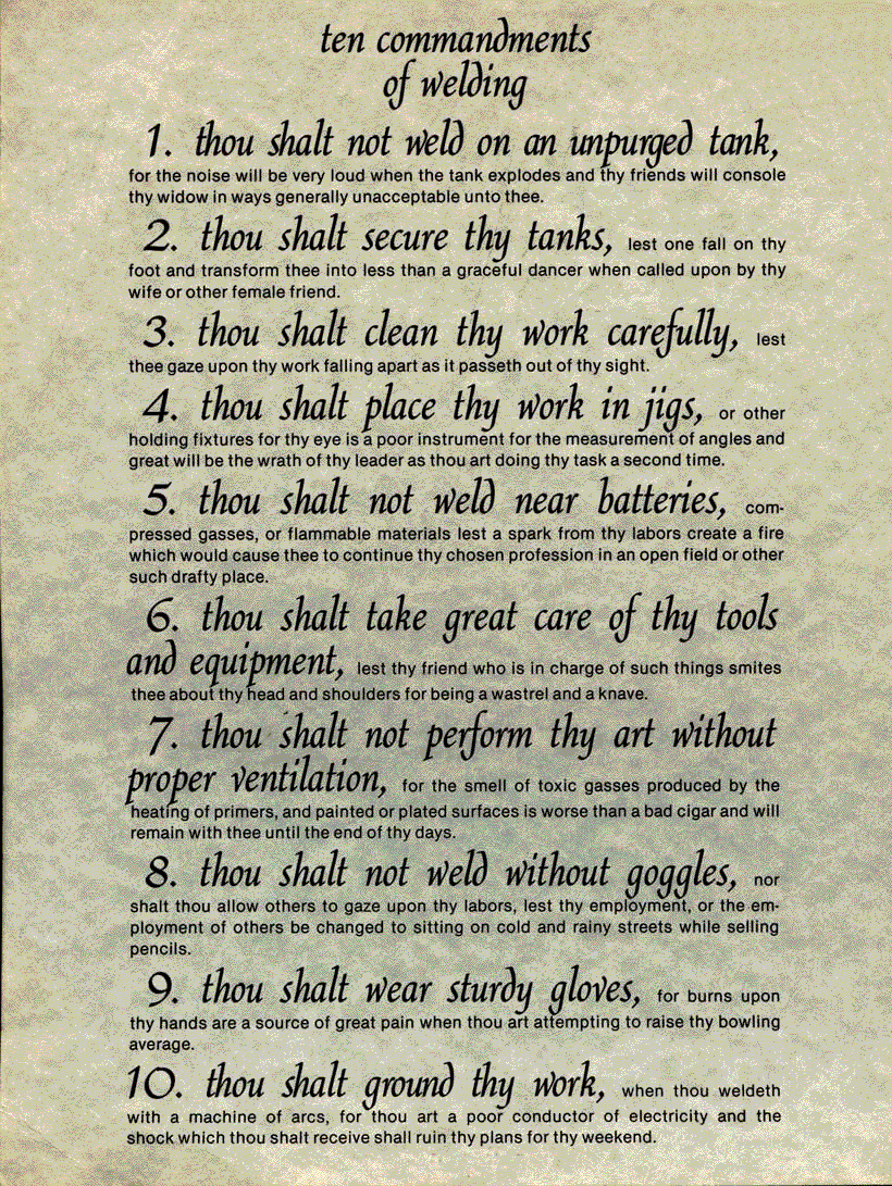 10 Commandments of Welding